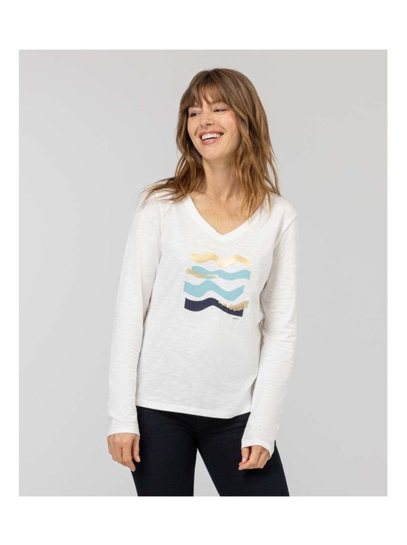 Manche Longue Kiabi T Shirt Blanc Femme T-shirt Manches Longues