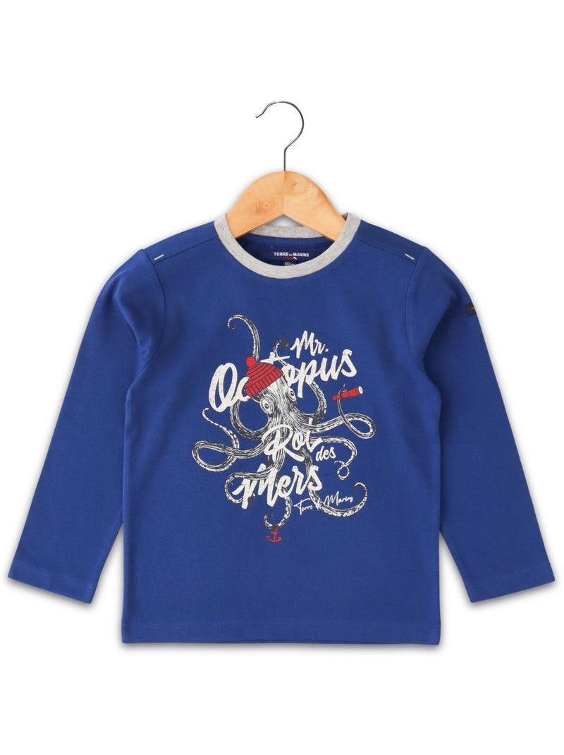 T-shirt manches longues - Terre de Marins Bleu - Kiabi