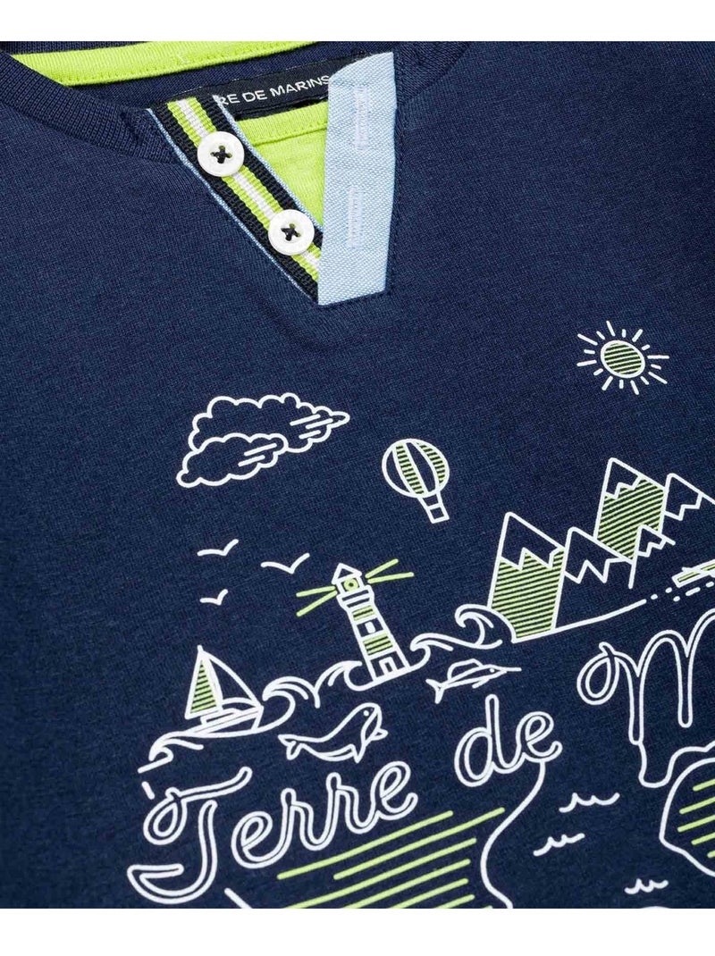 T-shirt manches longues - Terre de Marins Bleu - Kiabi