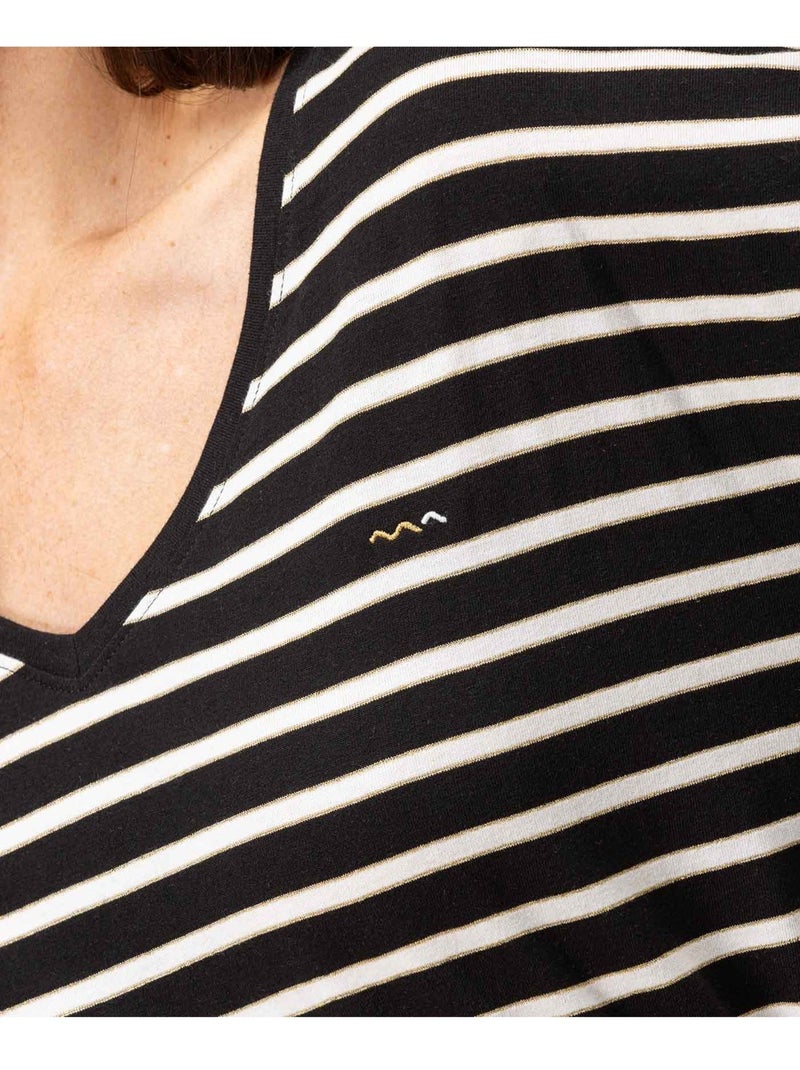 T-shirt manches longues - Terre de Marins Noir Beige - Kiabi