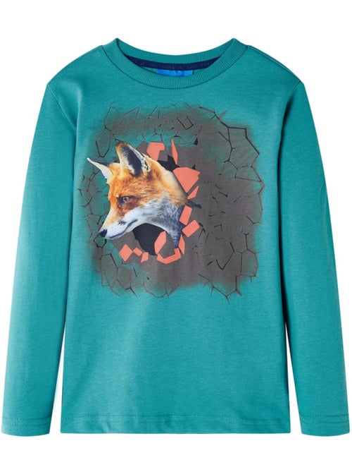 T-shirt manches longues 100 % coton imprimé renard - vidaxl - Kiabi T-shirt manches longues 100 % coton imprimé renard - vidaxl - Kiabi