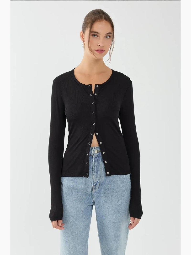 T-shirt manches longues à boutons pression hiccup Noir - Kiabi