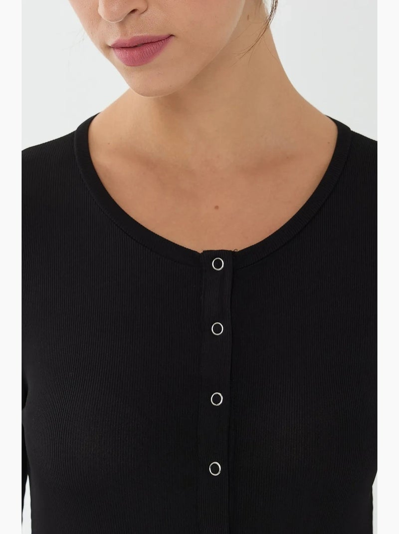 T-shirt manches longues à boutons pression hiccup Noir - Kiabi