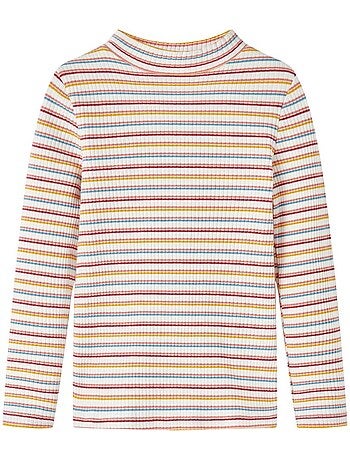 T-shirt manches longues à col cheminée factice rayé - vidaxl