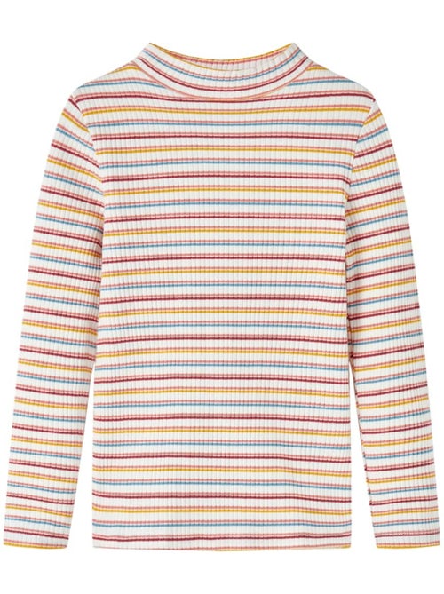 T-shirt manches longues à col cheminée factice rayé - vidaxl - Kiabi