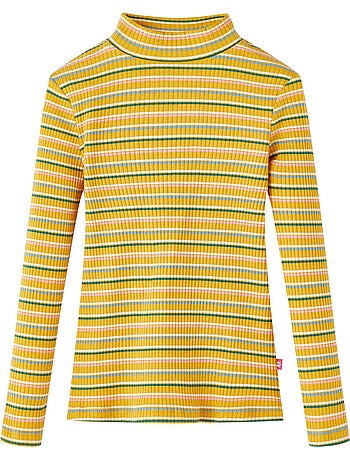 T-shirt manches longues à col cheminée factice rayé - vidaxl