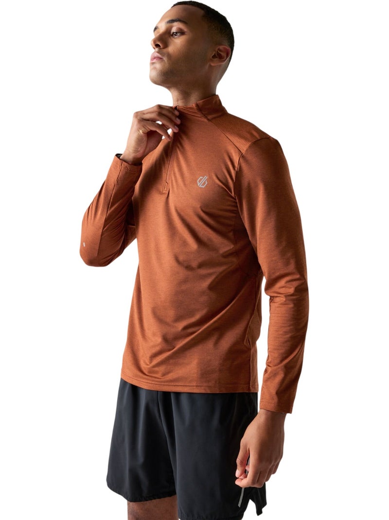 T-shirt manches longues à col montant zippé power up - dare 2b Orange corail - Kiabi