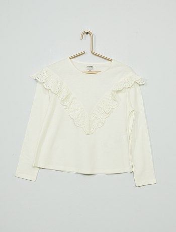 T-shirt manches longues à volant