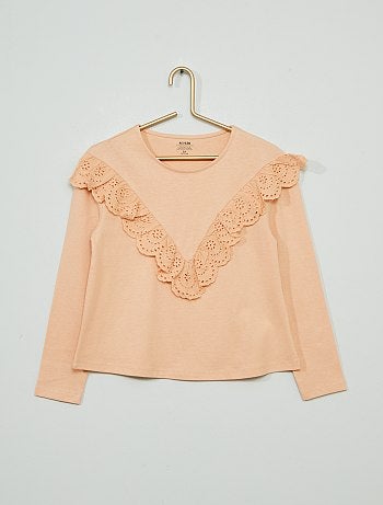 T-shirt manches longues à volant