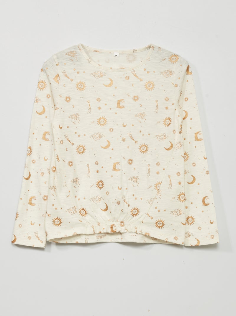 T-shirt manches longues 'astres' Blanc - Kiabi