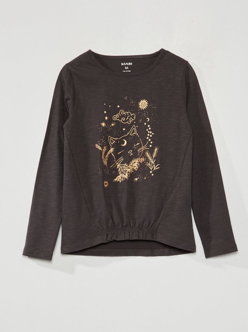 T-shirt manches longues 'astres' Noir - Kiabi