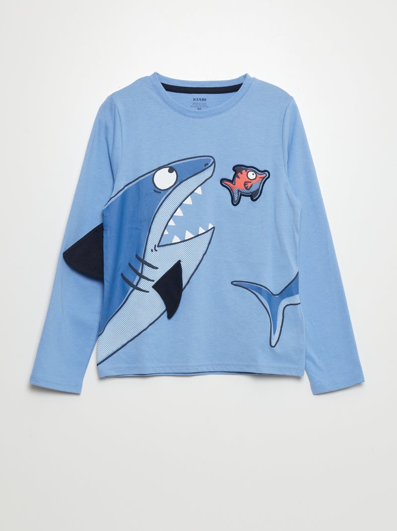 T-shirt manches longues avec animation Bleu - Kiabi