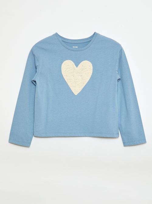 T-shirt manches longues avec animation brodée devant - Kiabi