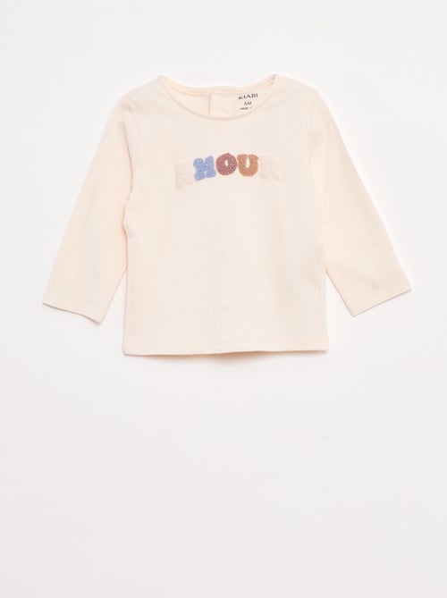 T-shirt manches longues avec animation devant - Kiabi