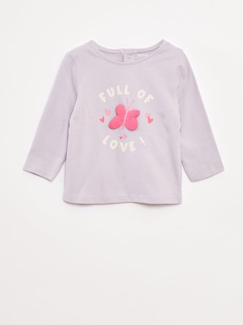 T-shirt manches longues avec animation devant - Kiabi