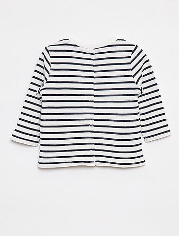 T-shirt manches longues avec 'bonjour' brodé sur la poitrine