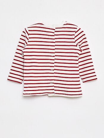 T-shirt manches longues avec 'bonjour' brodé sur la poitrine