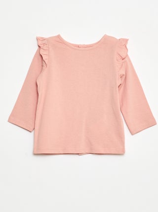 T-shirt manches longues avec emmanchures volantées et motif