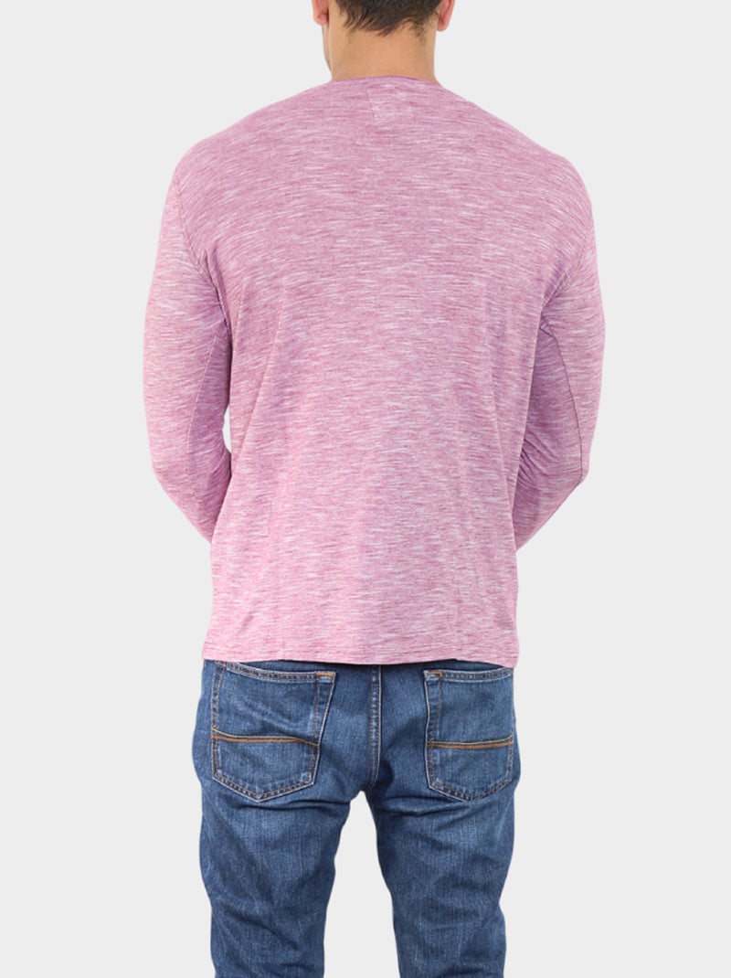 T-shirt manches longues avec fines rayures Bordeaux - Kiabi