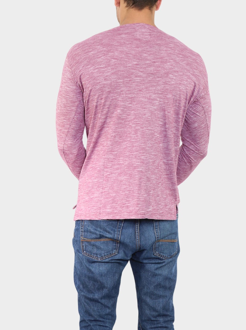 T-shirt manches longues avec fines rayures Bordeaux - Kiabi