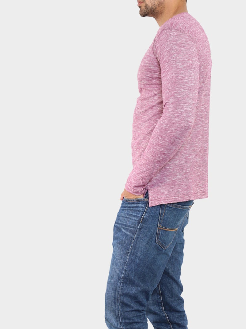 T-shirt manches longues avec fines rayures Bordeaux - Kiabi