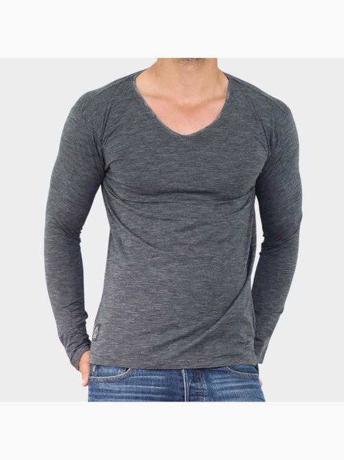 T-shirt manches longues avec fines rayures - Kiabi