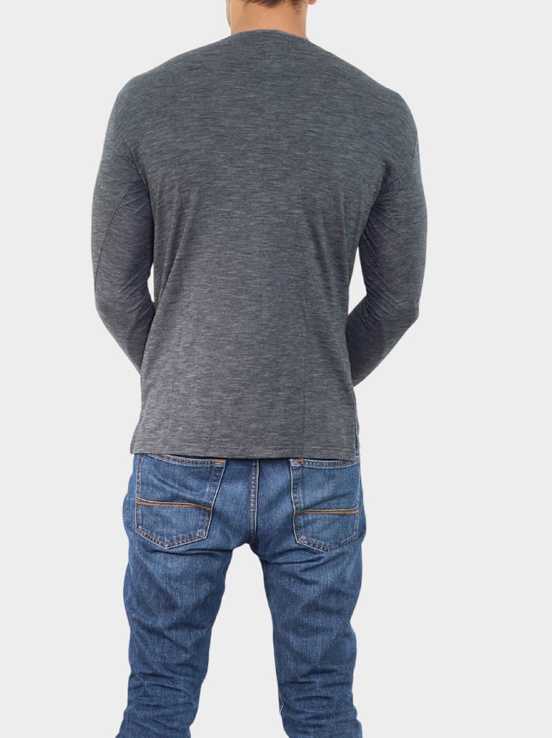 T-shirt manches longues avec fines rayures Noir - Kiabi