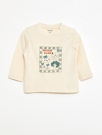 T-shirt manches longues avec imprimé et broderie