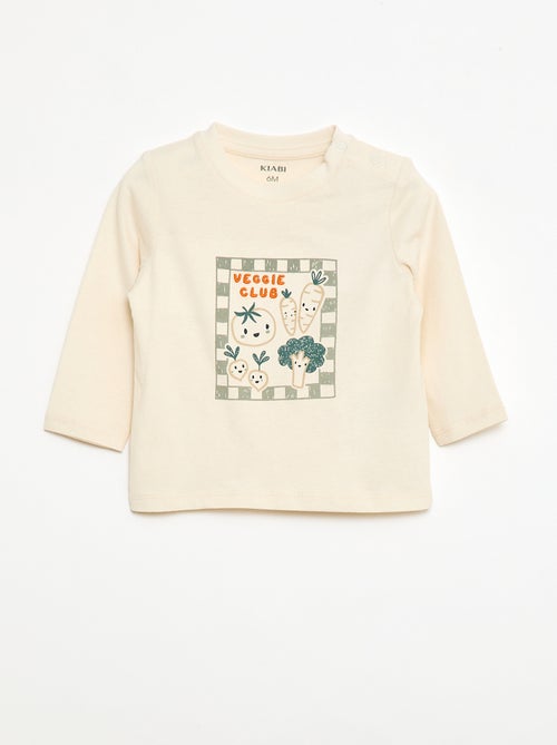 T-shirt manches longues avec imprimé et broderie - Kiabi T-shirt manches longues avec imprimé et broderie - Kiabi