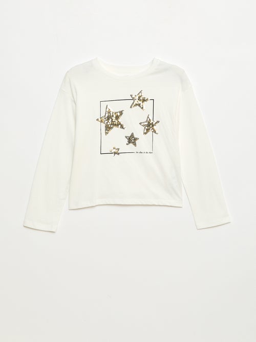 T-shirt manches longues avec sequins - Kiabi