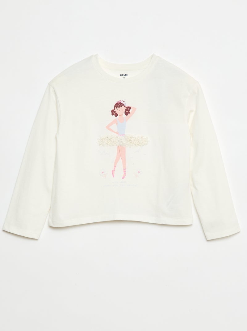 T-shirt manches longues avec sequins Blanc - Kiabi