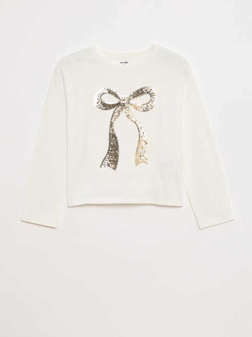 T-shirt manches longues avec sequins - Kiabi