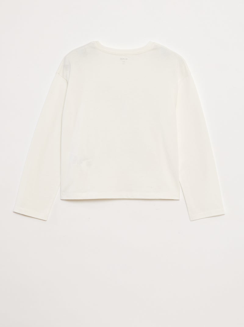 Haut Manches Longues Coton Crème Gap Fille 12 Ans - Paillettes - Neuf Avec étiquettes - T-shirt Basique Chic