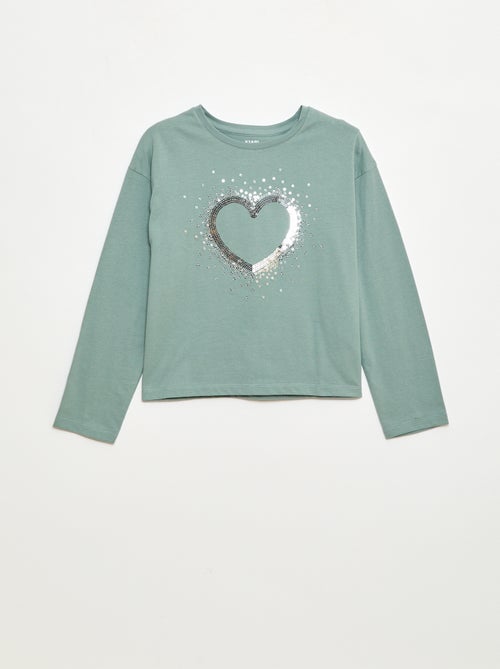 T-shirt manches longues avec sequins - Kiabi