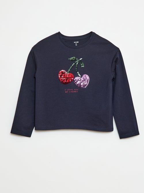T-shirt manches longues avec sequins - Kiabi