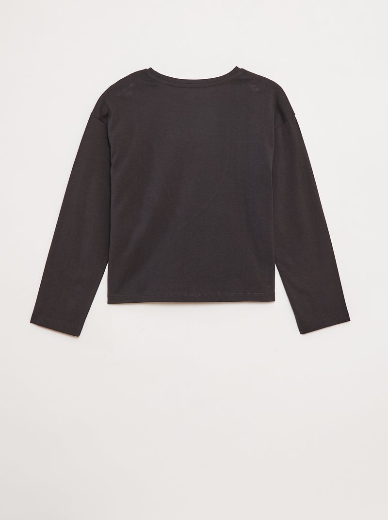 T-shirt manches longues avec sequins Gris - Kiabi