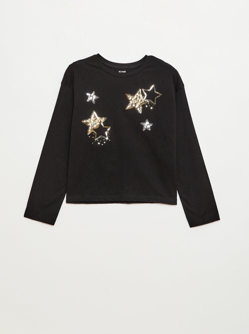 T-shirt manches longues avec sequins - Kiabi