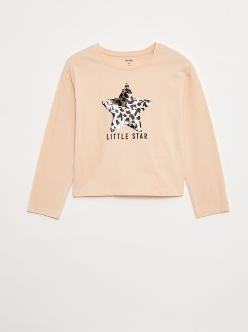 T-shirt manches longues avec sequins - Kiabi