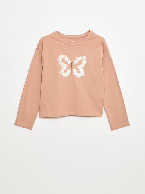 T-shirt manches longues avec sequins - Kiabi