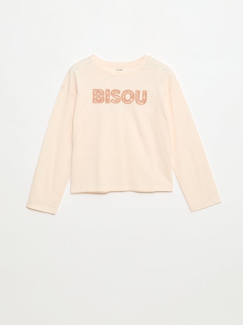 T-shirt manches longues avec sequins - Kiabi