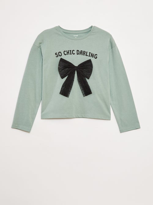T-shirt manches longues avec sequins - Kiabi