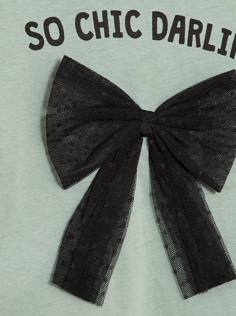 T-shirt manches longues avec sequins Vert - Kiabi