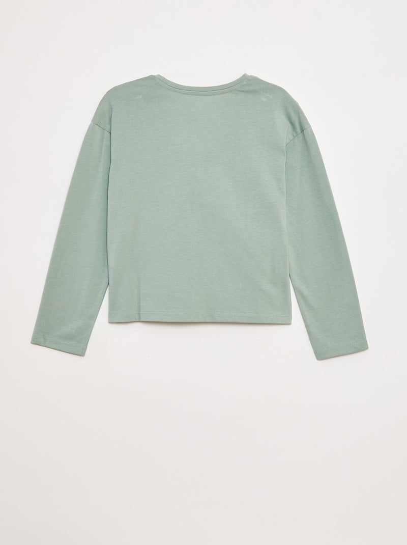 T-shirt manches longues avec sequins Vert - Kiabi