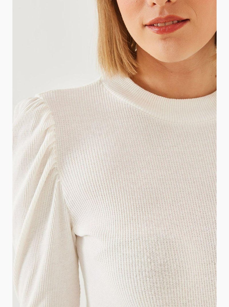 T-shirt manches longues basique drapé lucci Blanc - Kiabi