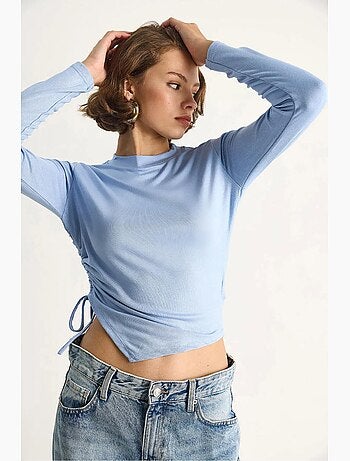 T-shirt manches longues basique ourlet asymétrique lucci