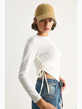 T-shirt manches longues basique ourlet asymétrique lucci