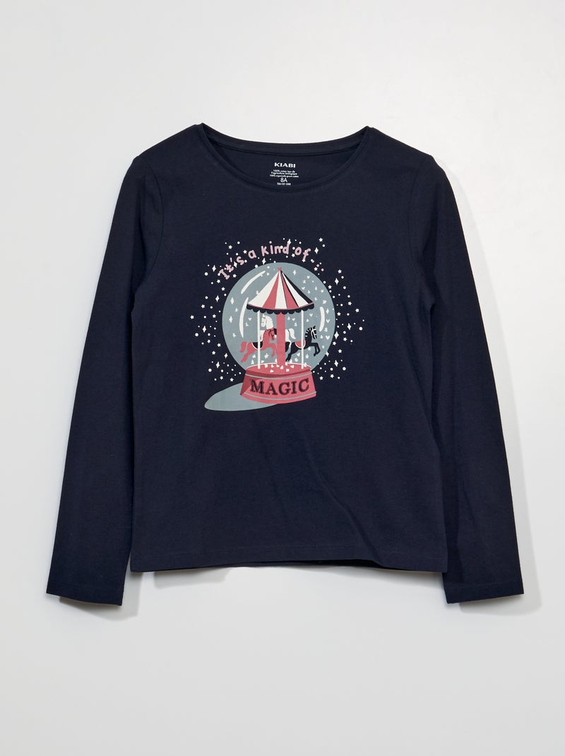 T-shirt manches longues Bleu - Kiabi