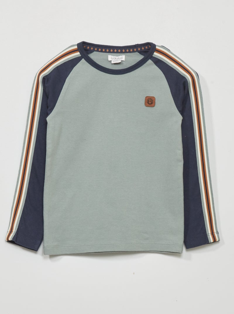 T-shirt manches longues bleu - Kiabi