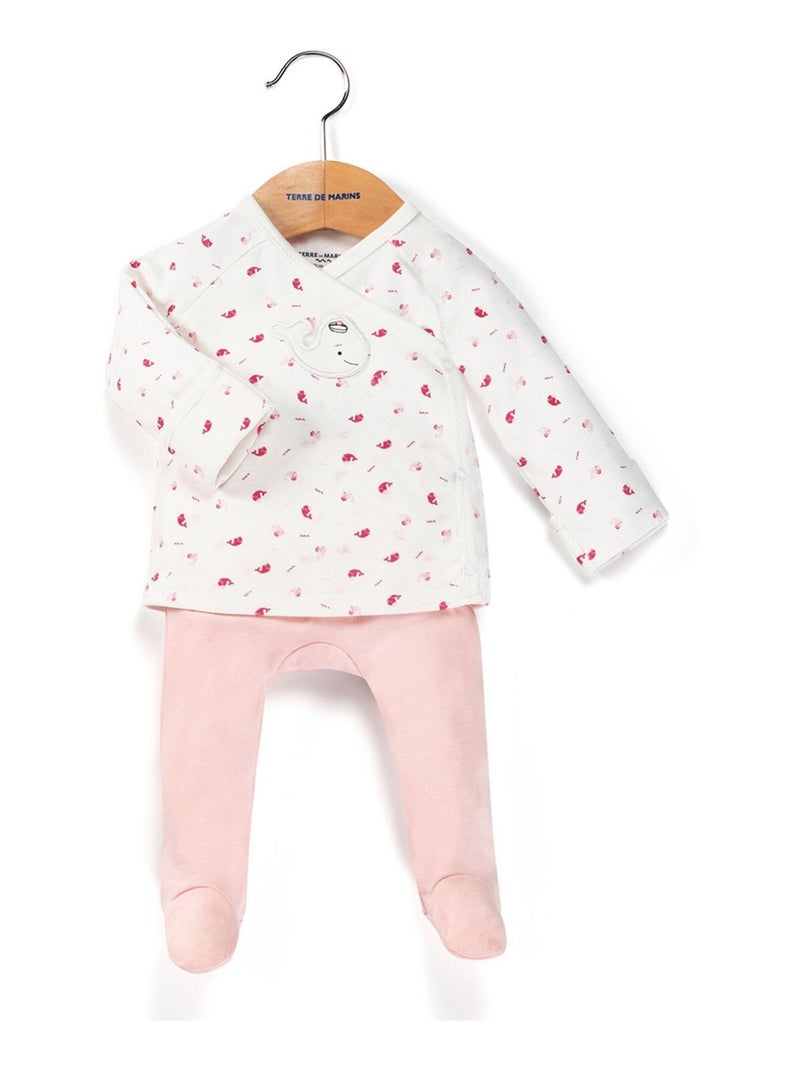 T-shirt manches longues bleu marine rayé rose Fille - Terre de Marins Rose - Kiabi