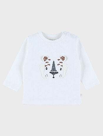 T-shirt manches longues brodé en coton Noukie's